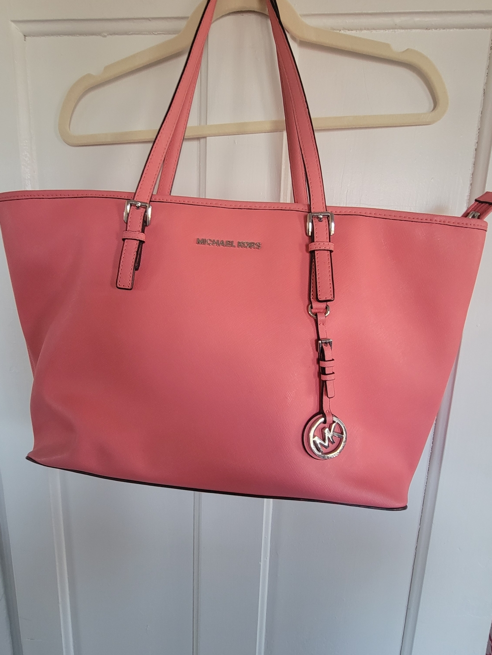 Michael Kors Coral Pink Leather Tote Bag